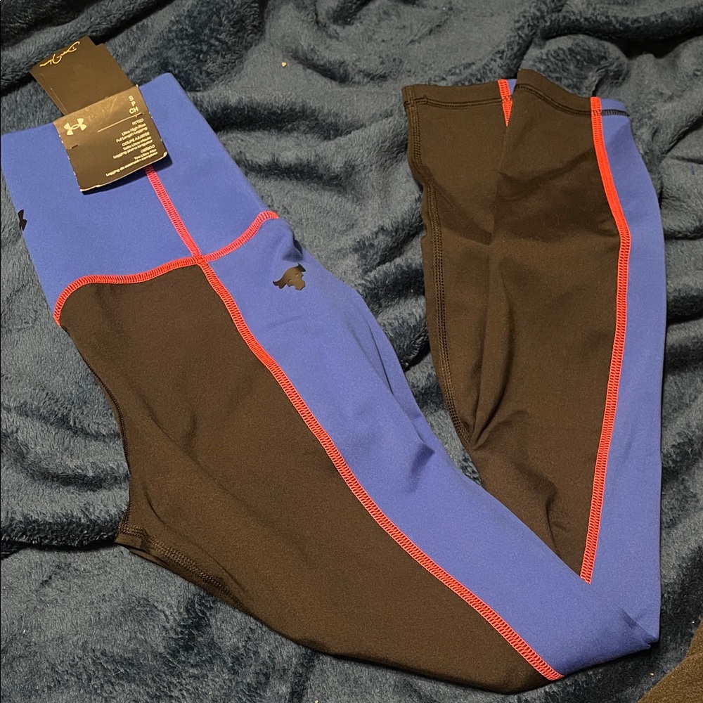 NWT Under Armour Black and Blue Athletic Leggings